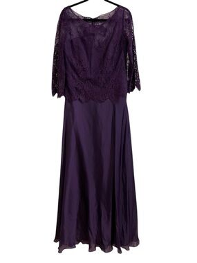 Jade Couture Purple Lace Chiffon Dress Size 12